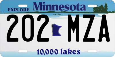 MN license plate 202MZA