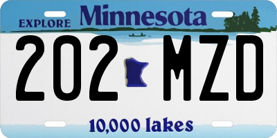 MN license plate 202MZD