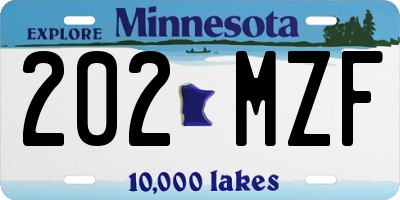 MN license plate 202MZF
