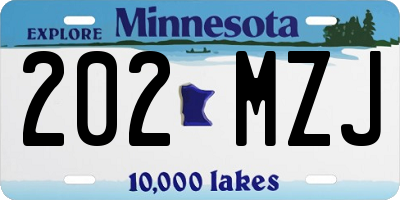MN license plate 202MZJ