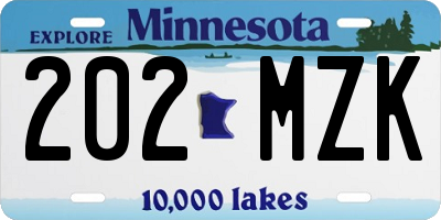 MN license plate 202MZK