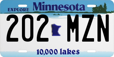 MN license plate 202MZN