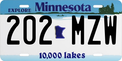 MN license plate 202MZW