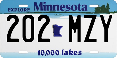 MN license plate 202MZY