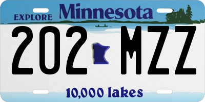 MN license plate 202MZZ