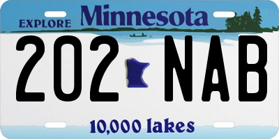 MN license plate 202NAB