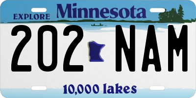 MN license plate 202NAM