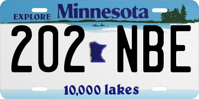 MN license plate 202NBE