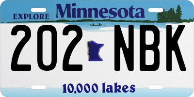 MN license plate 202NBK