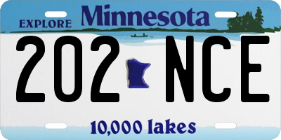 MN license plate 202NCE