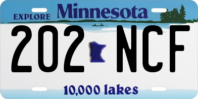 MN license plate 202NCF