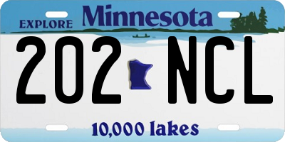 MN license plate 202NCL