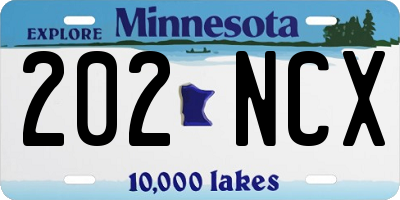 MN license plate 202NCX