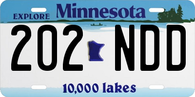 MN license plate 202NDD