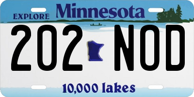 MN license plate 202NOD