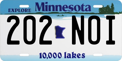 MN license plate 202NOI