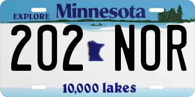 MN license plate 202NOR