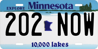 MN license plate 202NOW