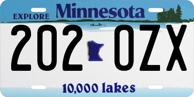 MN license plate 202OZX