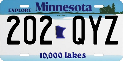 MN license plate 202QYZ