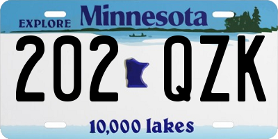 MN license plate 202QZK