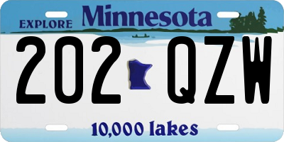 MN license plate 202QZW