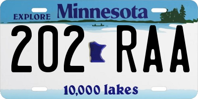 MN license plate 202RAA