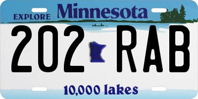 MN license plate 202RAB