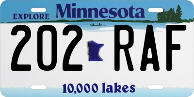 MN license plate 202RAF