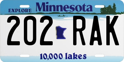 MN license plate 202RAK