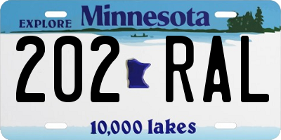 MN license plate 202RAL