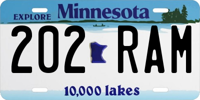 MN license plate 202RAM