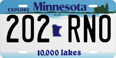 MN license plate 202RNO
