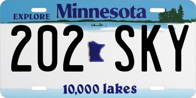 MN license plate 202SKY