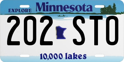MN license plate 202STO