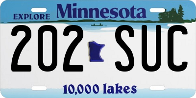 MN license plate 202SUC