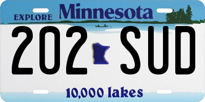 MN license plate 202SUD