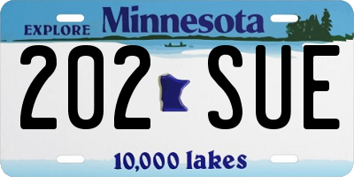 MN license plate 202SUE