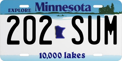MN license plate 202SUM