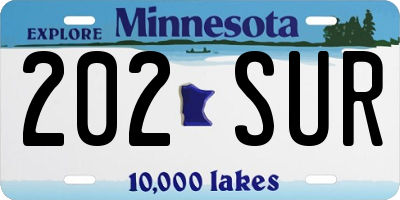 MN license plate 202SUR