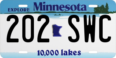 MN license plate 202SWC