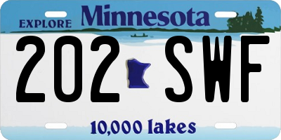 MN license plate 202SWF
