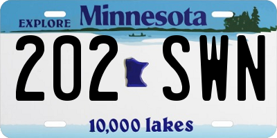 MN license plate 202SWN