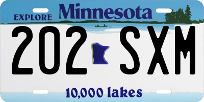 MN license plate 202SXM