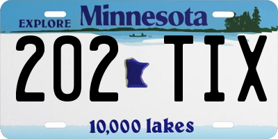MN license plate 202TIX