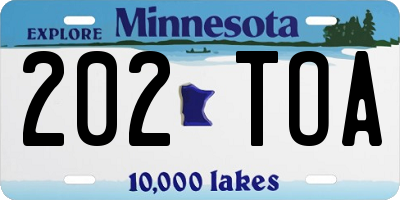 MN license plate 202TOA