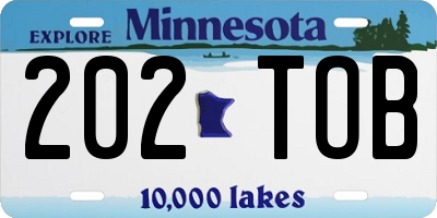 MN license plate 202TOB