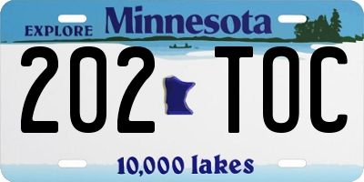 MN license plate 202TOC