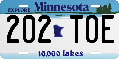 MN license plate 202TOE