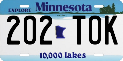 MN license plate 202TOK